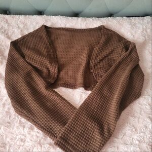 SHEIN Brown Textured Long Sleeve Top